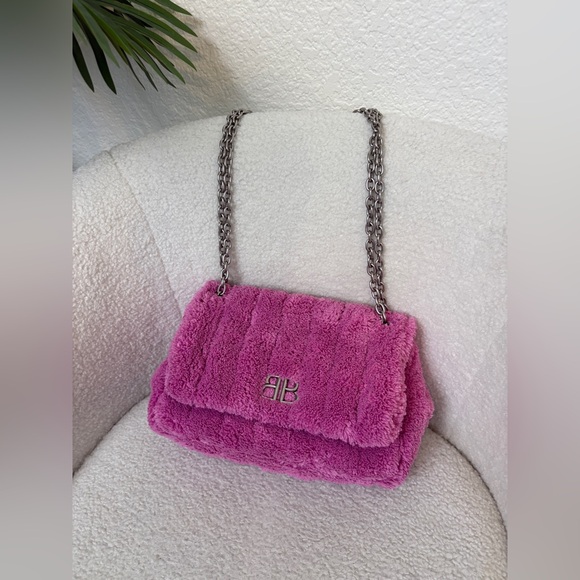 Balenciaga Handbags - Balenciaga Pink Monaco Mini Bag Quilted Towel Fabric NWT